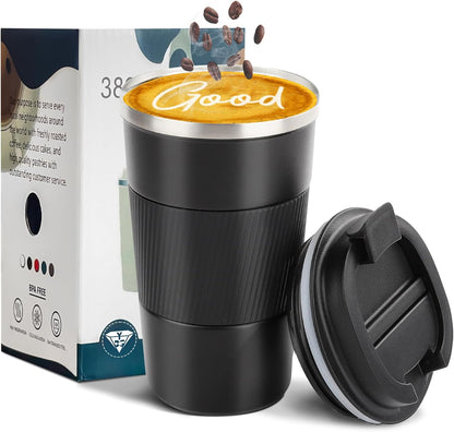 Insulated Travel Coffee Mug, Stainless Steel Coffee Cup with Leakproof Lid | Double-wall insulation keeps drinks hot or cold for hours, with a leakproof lid and portable stainless steel design