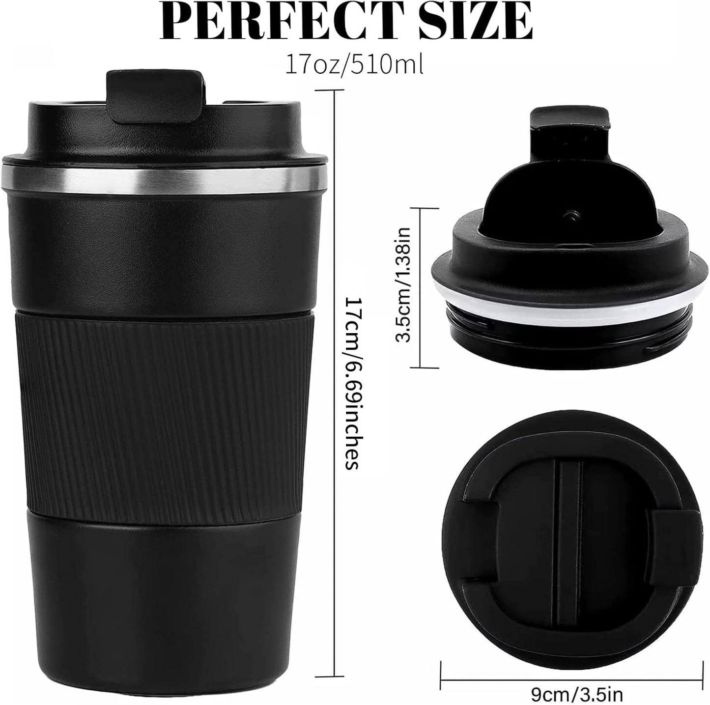 Insulated Travel Coffee Mug, Stainless Steel Coffee Cup with Leakproof Lid | Double-wall insulation keeps drinks hot or cold for hours, with a leakproof lid and portable stainless steel design