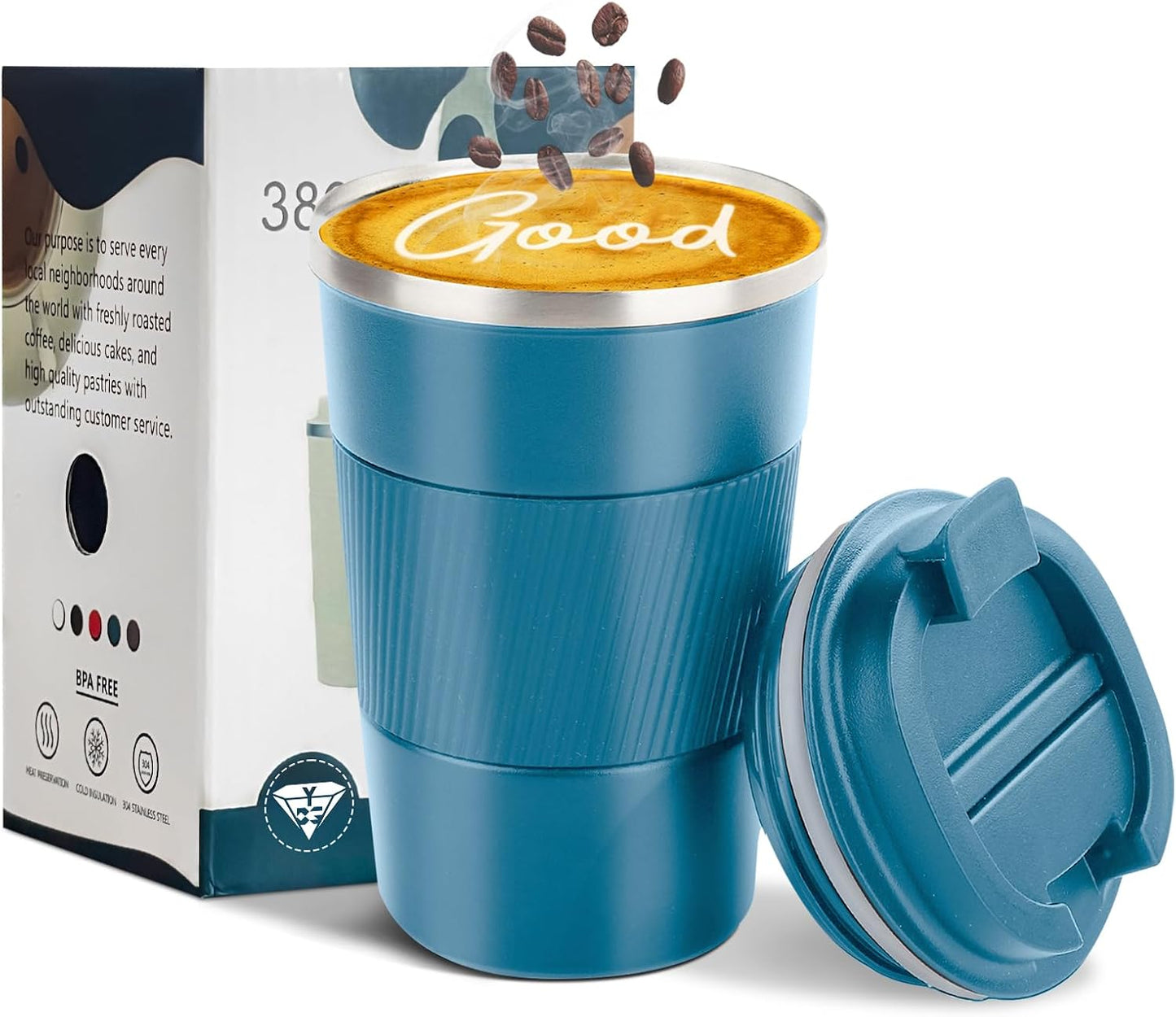 Insulated Travel Coffee Mug, Stainless Steel Coffee Cup with Leakproof Lid | Double-wall insulation keeps drinks hot or cold for hours, with a leakproof lid and portable stainless steel design