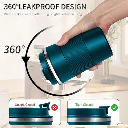Insulated Travel Coffee Mug, Stainless Steel Coffee Cup with Leakproof Lid | Double-wall insulation keeps drinks hot or cold for hours, with a leakproof lid and portable stainless steel design