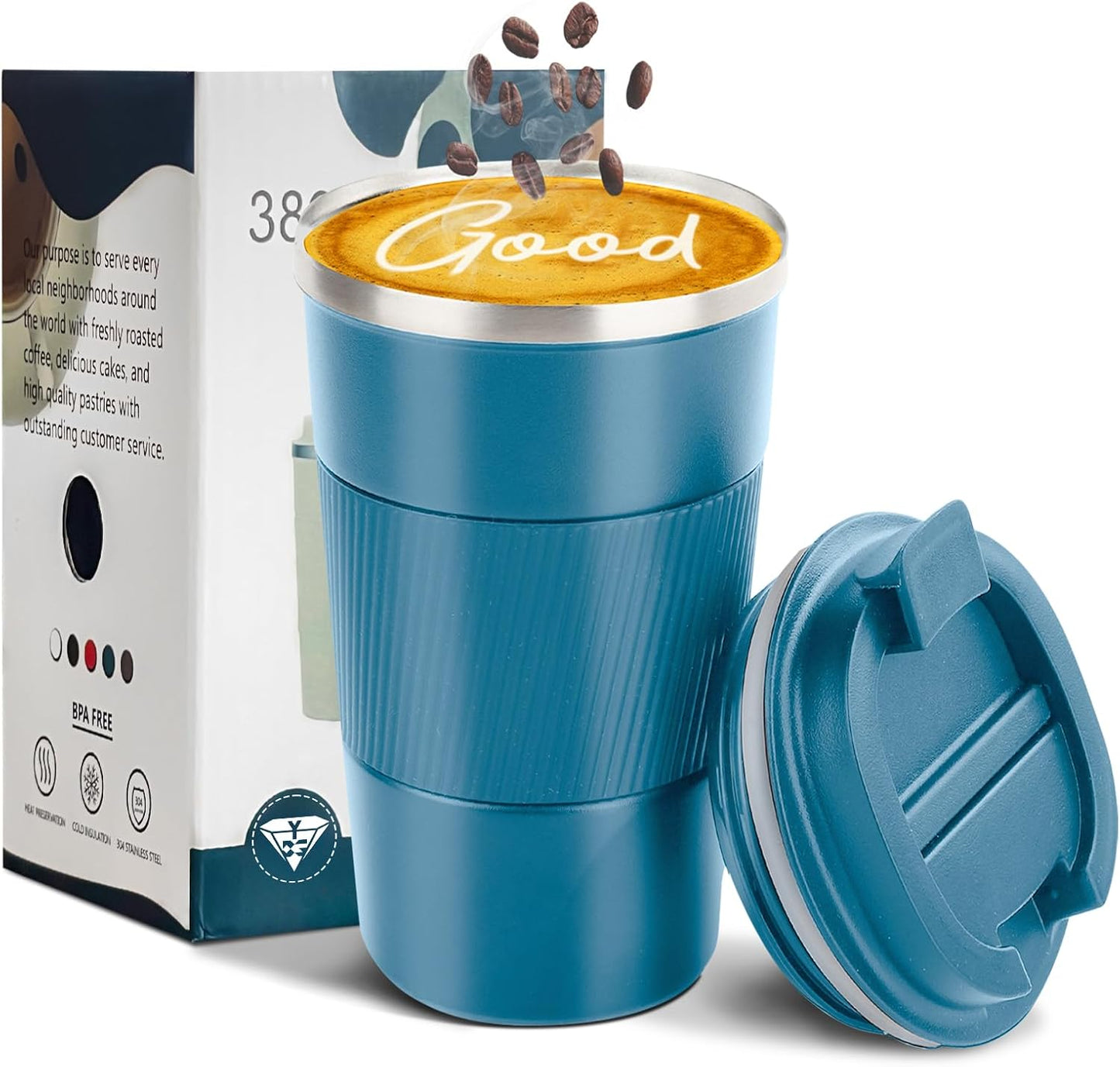 Insulated Travel Coffee Mug, Stainless Steel Coffee Cup with Leakproof Lid | Double-wall insulation keeps drinks hot or cold for hours, with a leakproof lid and portable stainless steel design