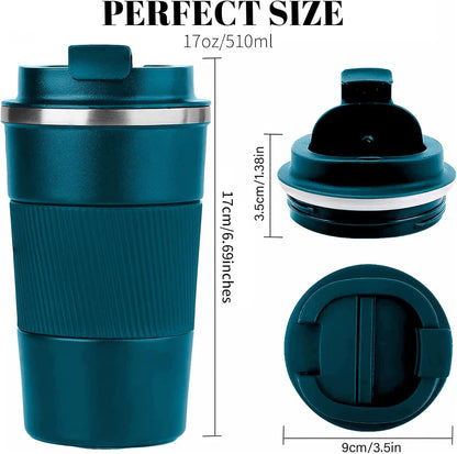 Insulated Travel Coffee Mug, Stainless Steel Coffee Cup with Leakproof Lid | Double-wall insulation keeps drinks hot or cold for hours, with a leakproof lid and portable stainless steel design
