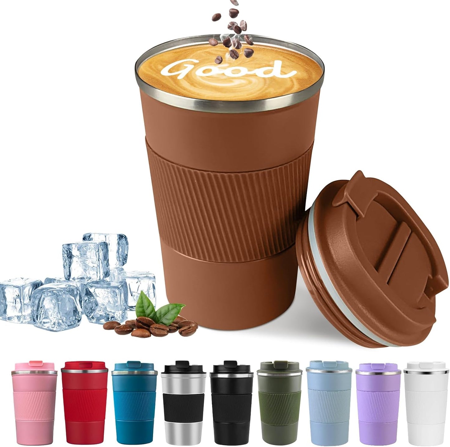 Insulated Travel Coffee Mug, Stainless Steel Coffee Cup with Leakproof Lid | Double-wall insulation keeps drinks hot or cold for hours, with a leakproof lid and portable stainless steel design