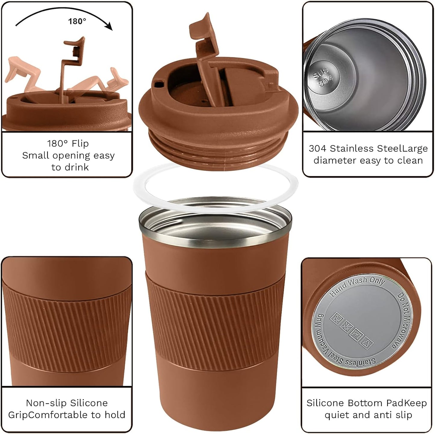 Insulated Travel Coffee Mug, Stainless Steel Coffee Cup with Leakproof Lid | Double-wall insulation keeps drinks hot or cold for hours, with a leakproof lid and portable stainless steel design