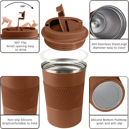 Insulated Travel Coffee Mug, Stainless Steel Coffee Cup with Leakproof Lid | Double-wall insulation keeps drinks hot or cold for hours, with a leakproof lid and portable stainless steel design