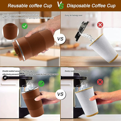 Insulated Travel Coffee Mug, Stainless Steel Coffee Cup with Leakproof Lid | Double-wall insulation keeps drinks hot or cold for hours, with a leakproof lid and portable stainless steel design