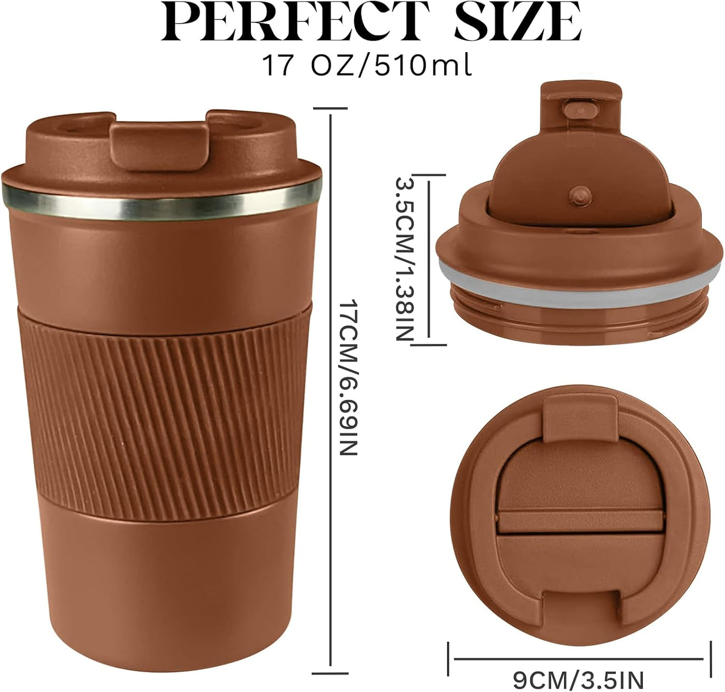 Insulated Travel Coffee Mug, Stainless Steel Coffee Cup with Leakproof Lid | Double-wall insulation keeps drinks hot or cold for hours, with a leakproof lid and portable stainless steel design