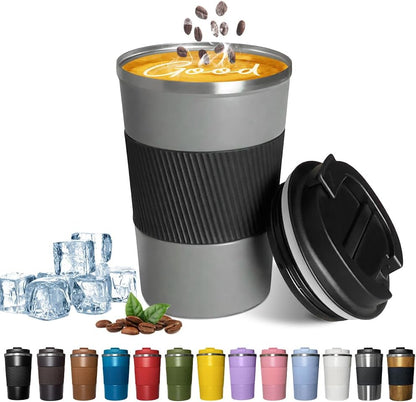 Insulated Travel Coffee Mug, Stainless Steel Coffee Cup with Leakproof Lid | Double-wall insulation keeps drinks hot or cold for hours, with a leakproof lid and portable stainless steel design