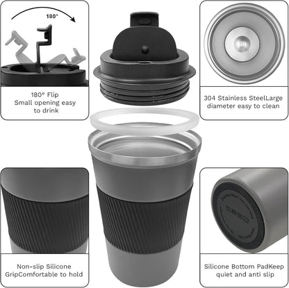 Insulated Travel Coffee Mug, Stainless Steel Coffee Cup with Leakproof Lid | Double-wall insulation keeps drinks hot or cold for hours, with a leakproof lid and portable stainless steel design