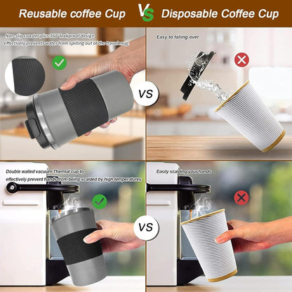 Insulated Travel Coffee Mug, Stainless Steel Coffee Cup with Leakproof Lid | Double-wall insulation keeps drinks hot or cold for hours, with a leakproof lid and portable stainless steel design