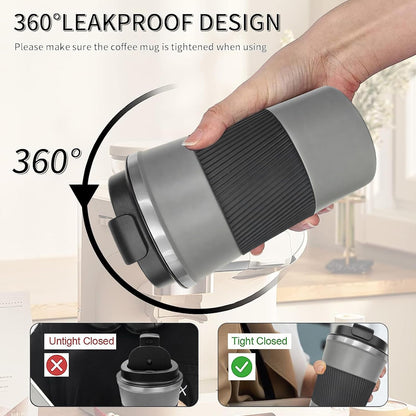 Insulated Travel Coffee Mug, Stainless Steel Coffee Cup with Leakproof Lid | Double-wall insulation keeps drinks hot or cold for hours, with a leakproof lid and portable stainless steel design