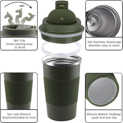 Insulated Travel Coffee Mug, Stainless Steel Coffee Cup with Leakproof Lid | Double-wall insulation keeps drinks hot or cold for hours, with a leakproof lid and portable stainless steel design