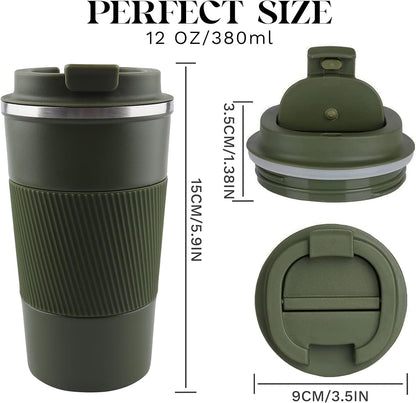 Insulated Travel Coffee Mug, Stainless Steel Coffee Cup with Leakproof Lid | Double-wall insulation keeps drinks hot or cold for hours, with a leakproof lid and portable stainless steel design
