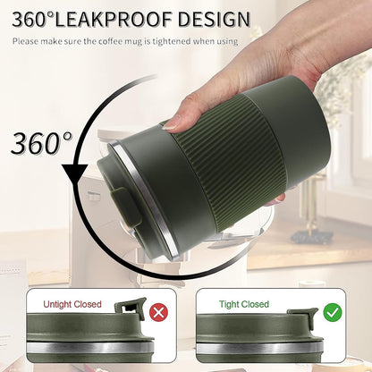 Insulated Travel Coffee Mug, Stainless Steel Coffee Cup with Leakproof Lid | Double-wall insulation keeps drinks hot or cold for hours, with a leakproof lid and portable stainless steel design