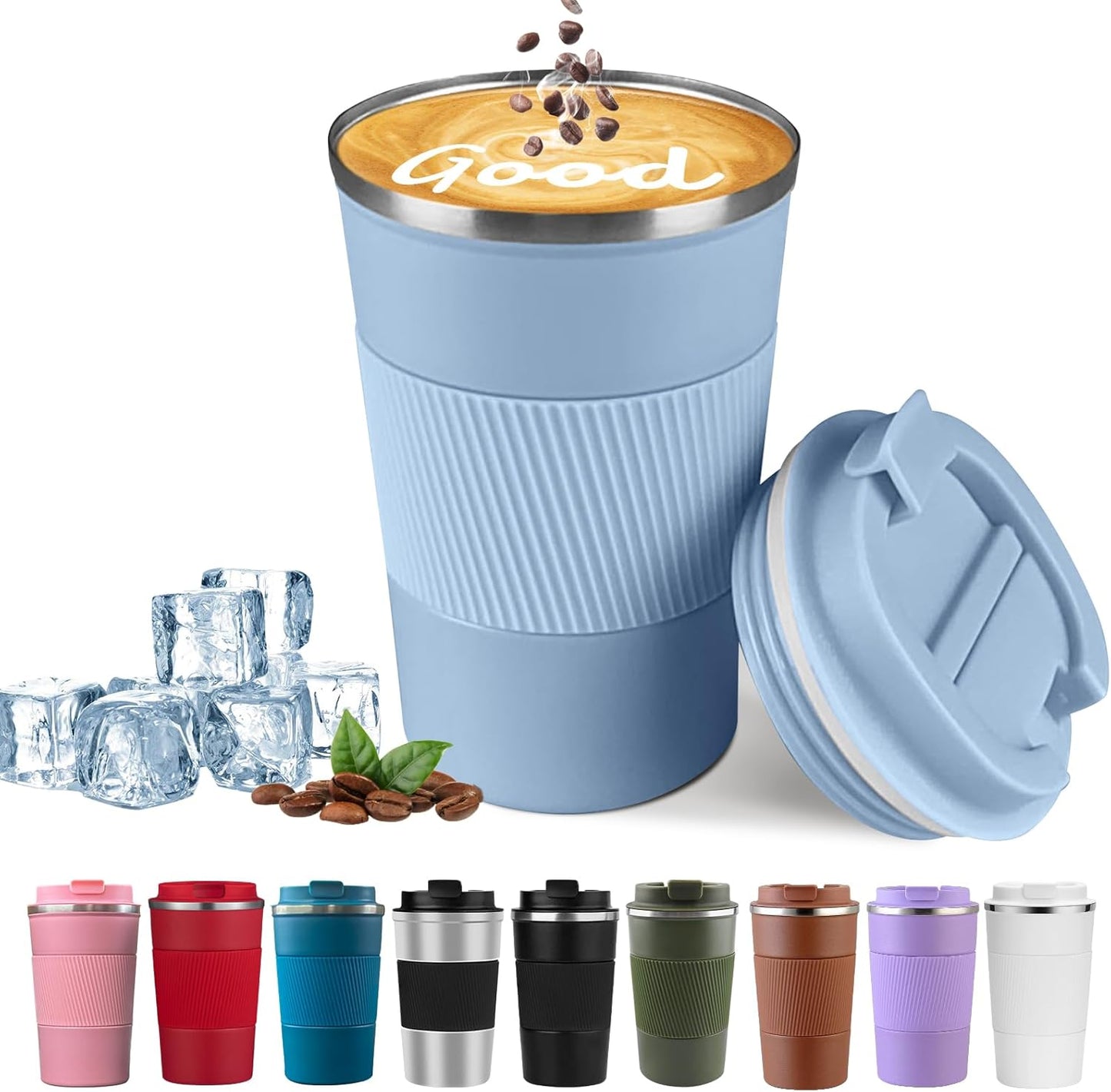 Insulated Travel Coffee Mug, Stainless Steel Coffee Cup with Leakproof Lid | Double-wall insulation keeps drinks hot or cold for hours, with a leakproof lid and portable stainless steel design