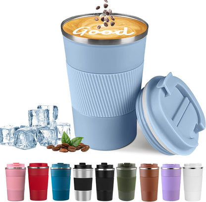 Insulated Travel Coffee Mug, Stainless Steel Coffee Cup with Leakproof Lid | Double-wall insulation keeps drinks hot or cold for hours, with a leakproof lid and portable stainless steel design
