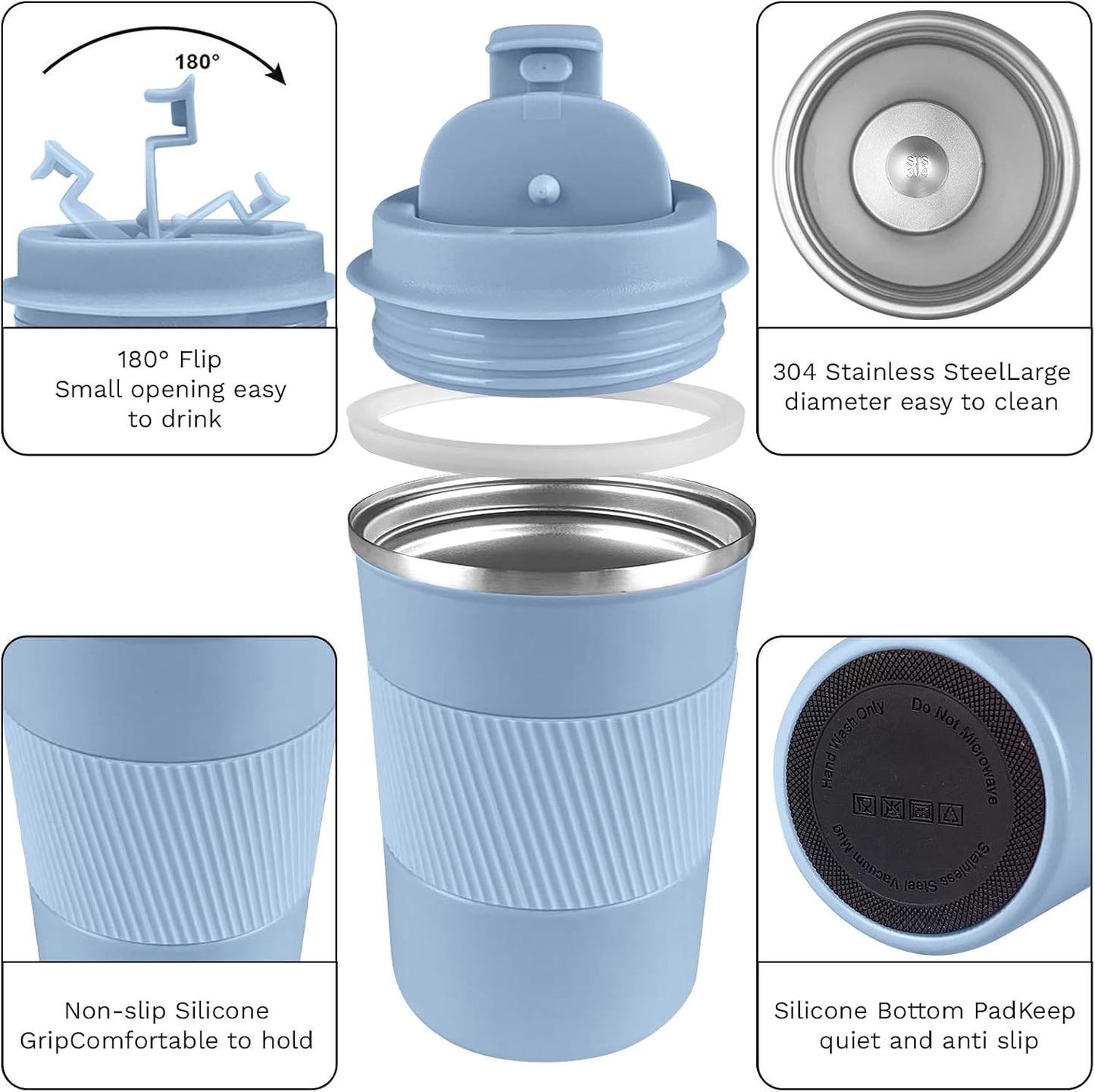 Insulated Travel Coffee Mug, Stainless Steel Coffee Cup with Leakproof Lid | Double-wall insulation keeps drinks hot or cold for hours, with a leakproof lid and portable stainless steel design