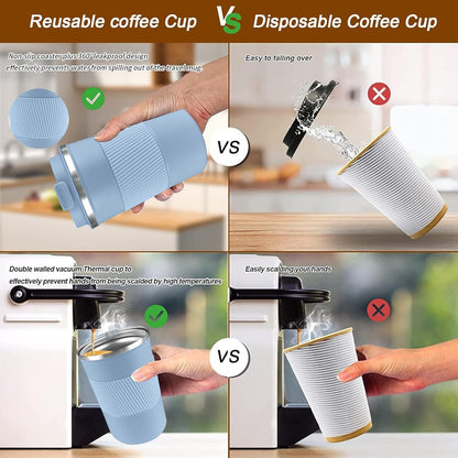 Insulated Travel Coffee Mug, Stainless Steel Coffee Cup with Leakproof Lid | Double-wall insulation keeps drinks hot or cold for hours, with a leakproof lid and portable stainless steel design