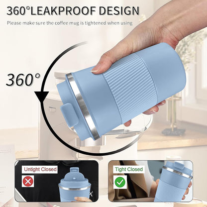 Insulated Travel Coffee Mug, Stainless Steel Coffee Cup with Leakproof Lid | Double-wall insulation keeps drinks hot or cold for hours, with a leakproof lid and portable stainless steel design