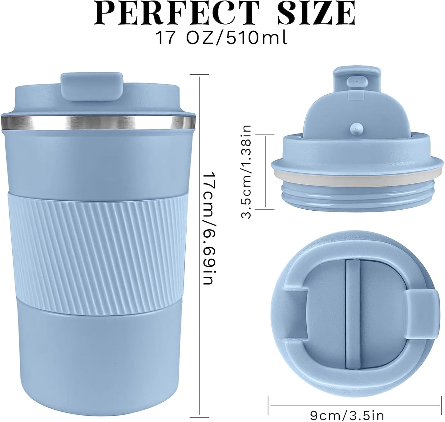 Insulated Travel Coffee Mug, Stainless Steel Coffee Cup with Leakproof Lid | Double-wall insulation keeps drinks hot or cold for hours, with a leakproof lid and portable stainless steel design