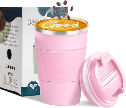 Insulated Travel Coffee Mug, Stainless Steel Coffee Cup with Leakproof Lid | Double-wall insulation keeps drinks hot or cold for hours, with a leakproof lid and portable stainless steel design