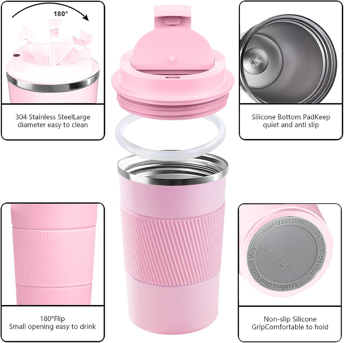 Insulated Travel Coffee Mug, Stainless Steel Coffee Cup with Leakproof Lid | Double-wall insulation keeps drinks hot or cold for hours, with a leakproof lid and portable stainless steel design