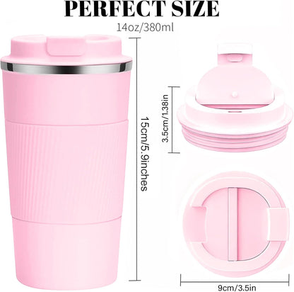 Insulated Travel Coffee Mug, Stainless Steel Coffee Cup with Leakproof Lid | Double-wall insulation keeps drinks hot or cold for hours, with a leakproof lid and portable stainless steel design