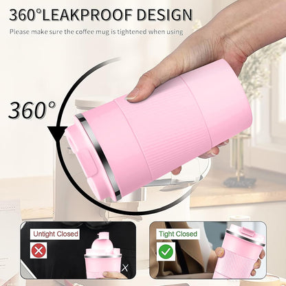 Insulated Travel Coffee Mug, Stainless Steel Coffee Cup with Leakproof Lid | Double-wall insulation keeps drinks hot or cold for hours, with a leakproof lid and portable stainless steel design