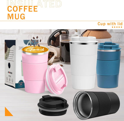 Insulated Travel Coffee Mug, Stainless Steel Coffee Cup with Leakproof Lid | Double-wall insulation keeps drinks hot or cold for hours, with a leakproof lid and portable stainless steel design