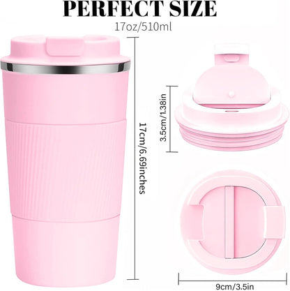 Insulated Travel Coffee Mug, Stainless Steel Coffee Cup with Leakproof Lid | Double-wall insulation keeps drinks hot or cold for hours, with a leakproof lid and portable stainless steel design