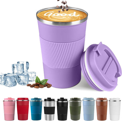 Insulated Travel Coffee Mug, Stainless Steel Coffee Cup with Leakproof Lid | Double-wall insulation keeps drinks hot or cold for hours, with a leakproof lid and portable stainless steel design