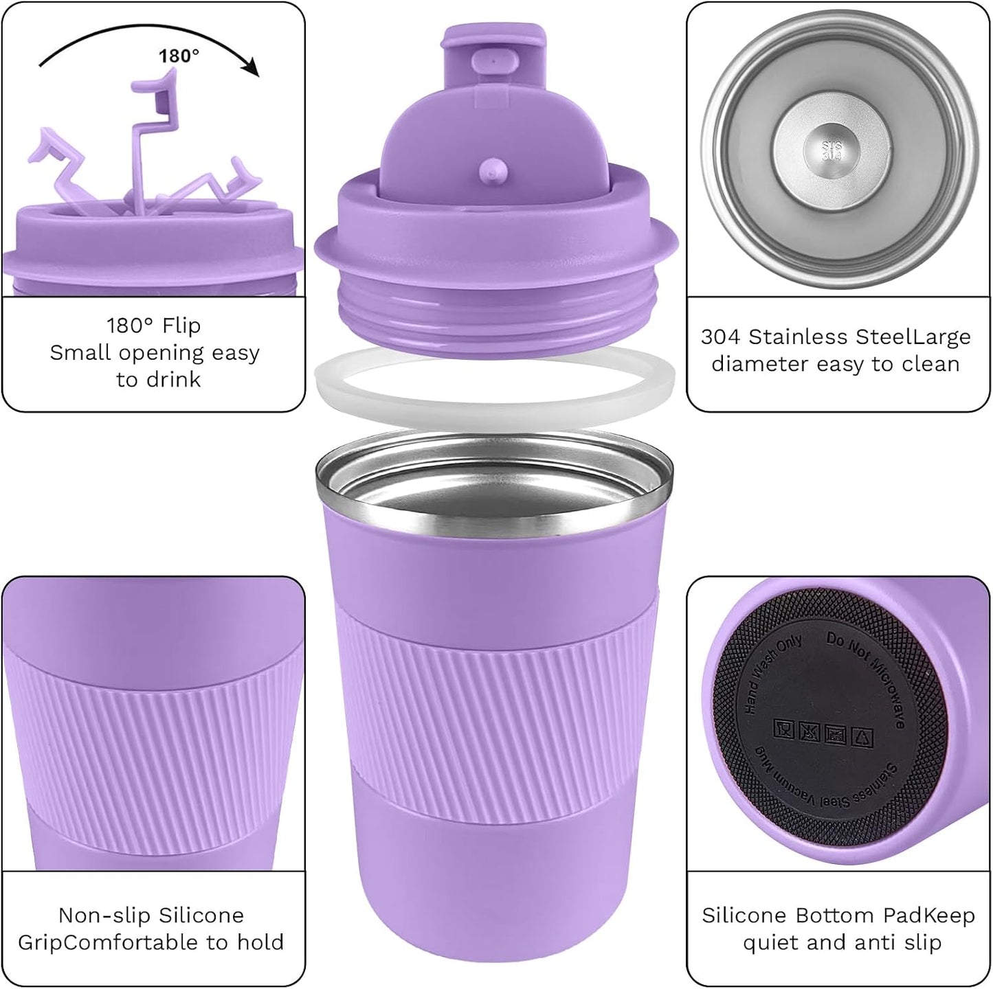 Insulated Travel Coffee Mug, Stainless Steel Coffee Cup with Leakproof Lid | Double-wall insulation keeps drinks hot or cold for hours, with a leakproof lid and portable stainless steel design