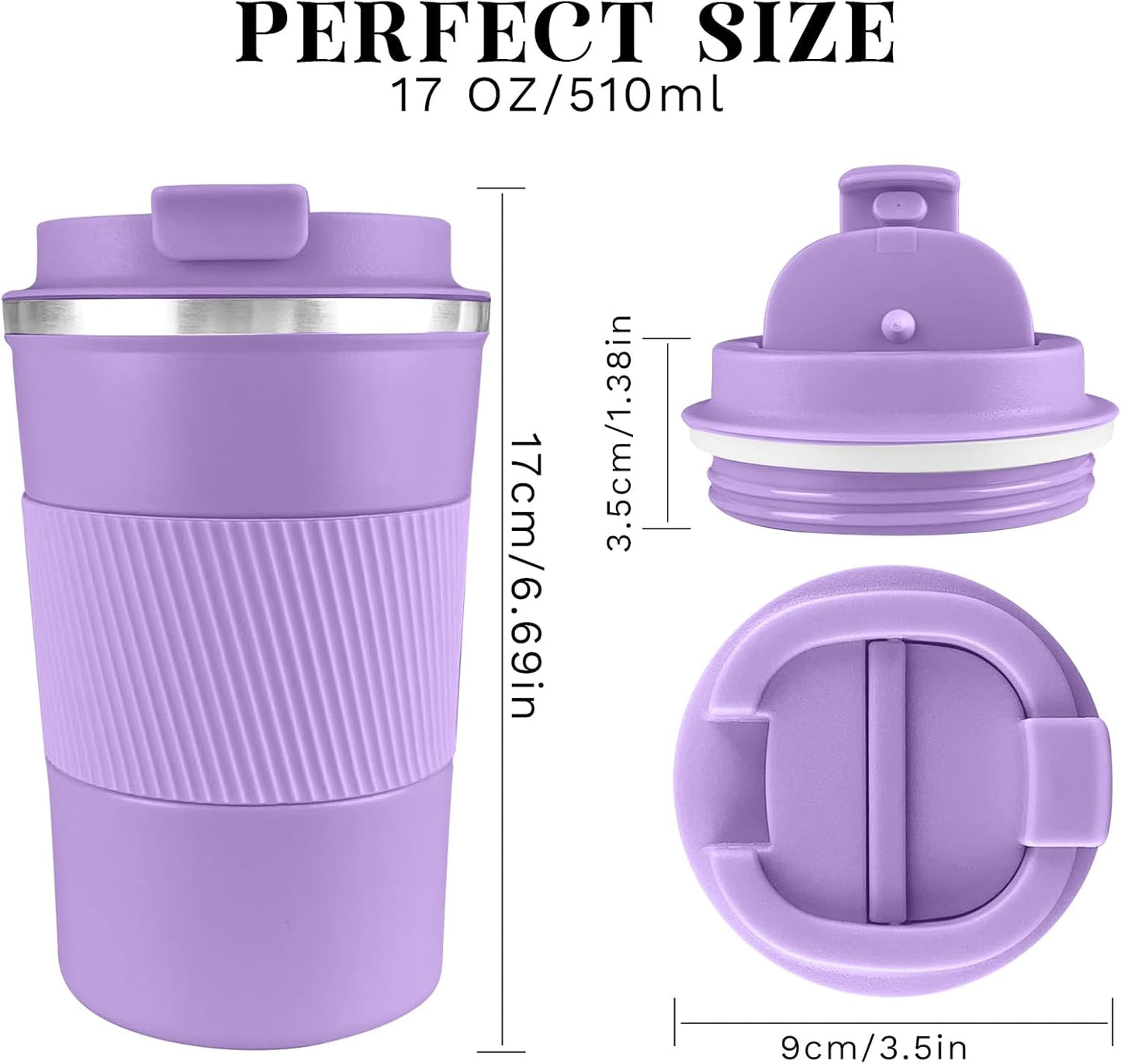 Insulated Travel Coffee Mug, Stainless Steel Coffee Cup with Leakproof Lid | Double-wall insulation keeps drinks hot or cold for hours, with a leakproof lid and portable stainless steel design