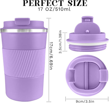 Insulated Travel Coffee Mug, Stainless Steel Coffee Cup with Leakproof Lid | Double-wall insulation keeps drinks hot or cold for hours, with a leakproof lid and portable stainless steel design