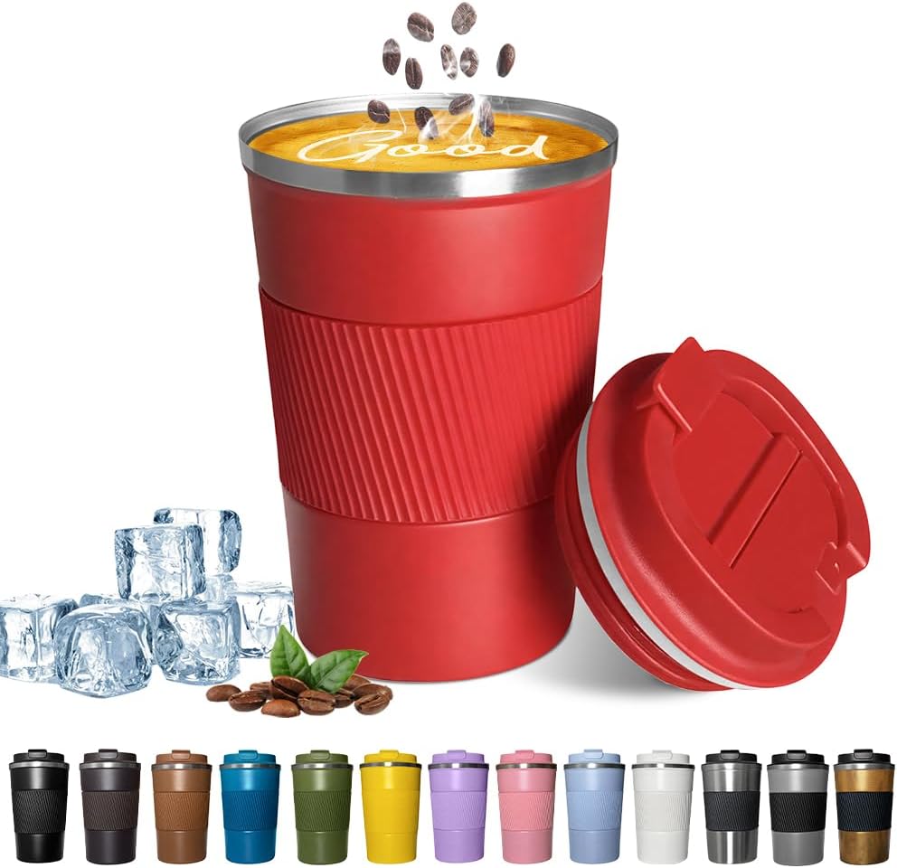 Insulated Travel Coffee Mug, Stainless Steel Coffee Cup with Leakproof Lid | Double-wall insulation keeps drinks hot or cold for hours, with a leakproof lid and portable stainless steel design