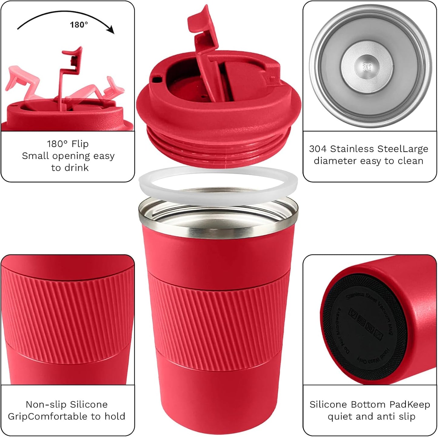 Insulated Travel Coffee Mug, Stainless Steel Coffee Cup with Leakproof Lid | Double-wall insulation keeps drinks hot or cold for hours, with a leakproof lid and portable stainless steel design