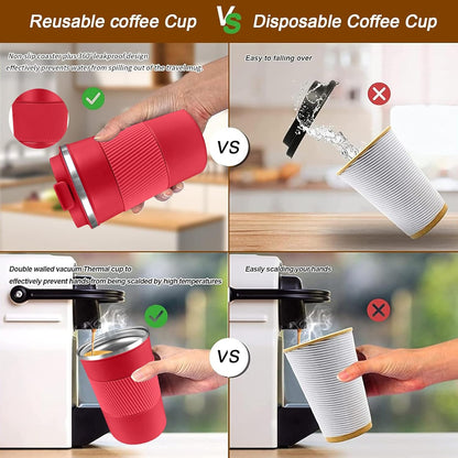 Insulated Travel Coffee Mug, Stainless Steel Coffee Cup with Leakproof Lid | Double-wall insulation keeps drinks hot or cold for hours, with a leakproof lid and portable stainless steel design