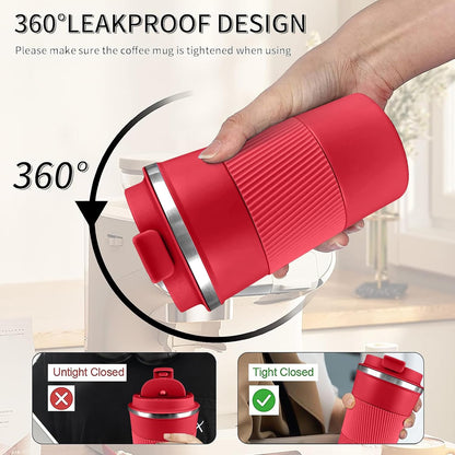 Insulated Travel Coffee Mug, Stainless Steel Coffee Cup with Leakproof Lid | Double-wall insulation keeps drinks hot or cold for hours, with a leakproof lid and portable stainless steel design