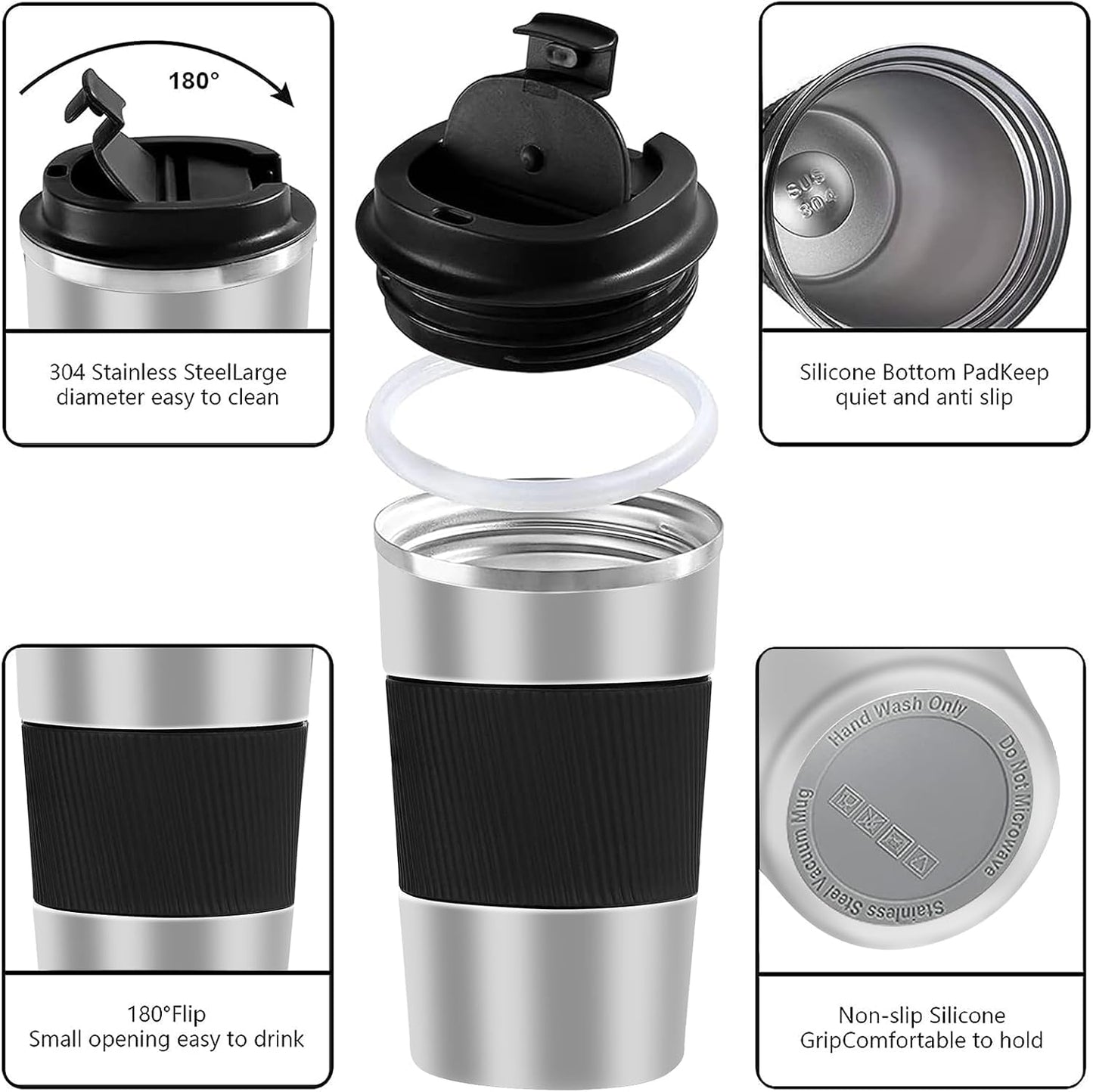 Insulated Travel Coffee Mug, Stainless Steel Coffee Cup with Leakproof Lid | Double-wall insulation keeps drinks hot or cold for hours, with a leakproof lid and portable stainless steel design