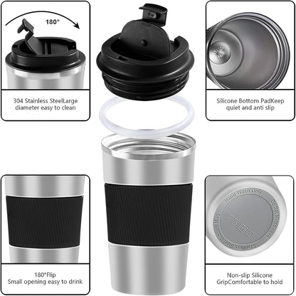 Insulated Travel Coffee Mug, Stainless Steel Coffee Cup with Leakproof Lid | Double-wall insulation keeps drinks hot or cold for hours, with a leakproof lid and portable stainless steel design
