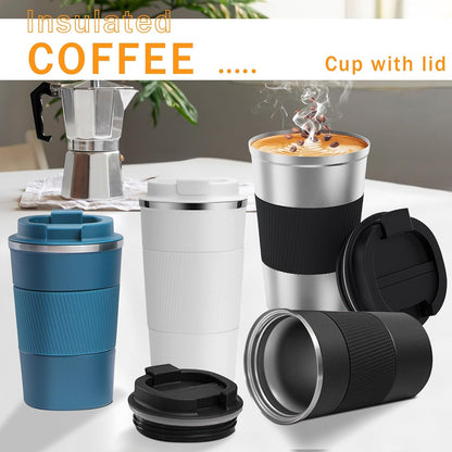 Insulated Travel Coffee Mug, Stainless Steel Coffee Cup with Leakproof Lid | Double-wall insulation keeps drinks hot or cold for hours, with a leakproof lid and portable stainless steel design