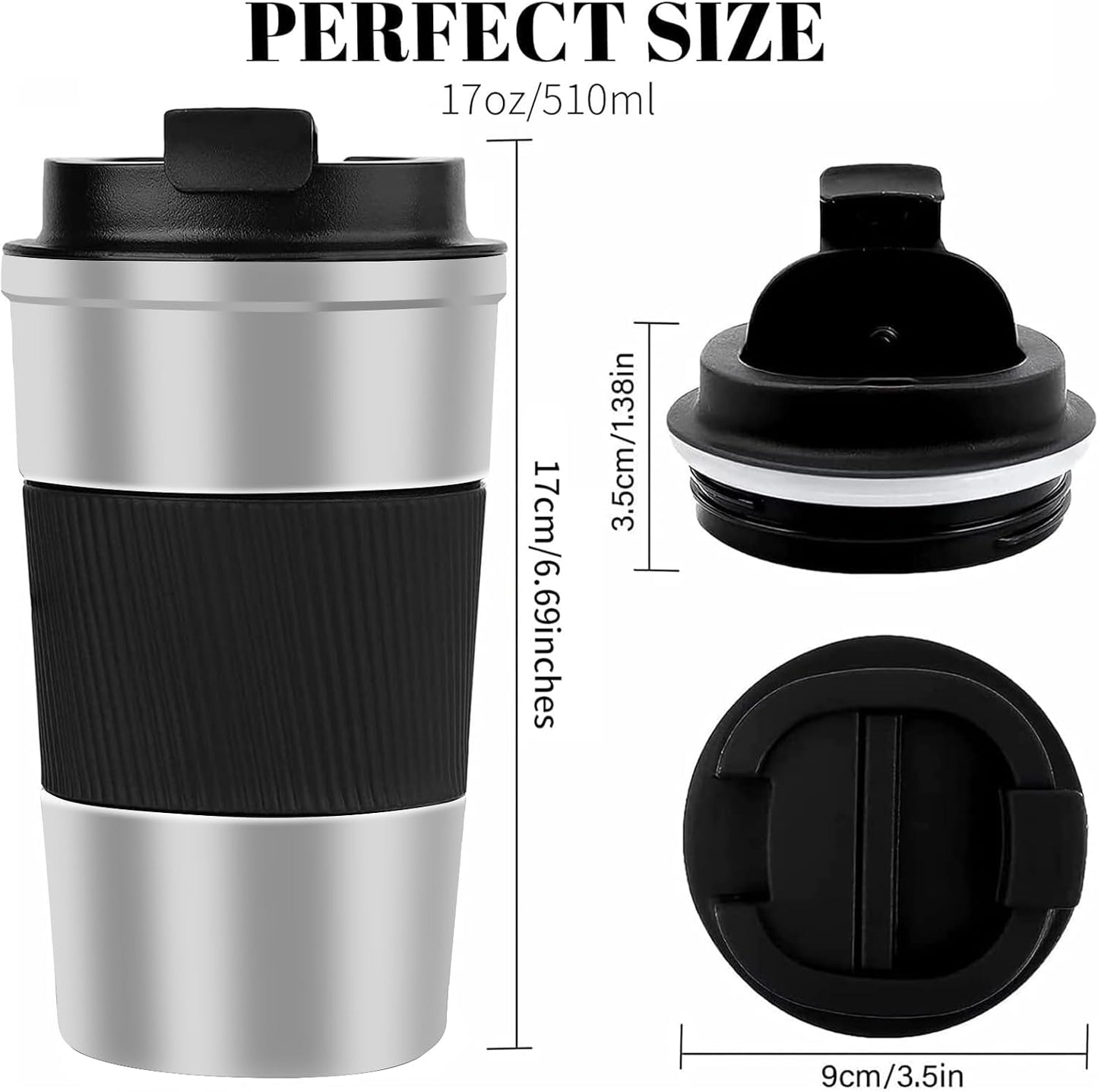 Insulated Travel Coffee Mug, Stainless Steel Coffee Cup with Leakproof Lid | Double-wall insulation keeps drinks hot or cold for hours, with a leakproof lid and portable stainless steel design