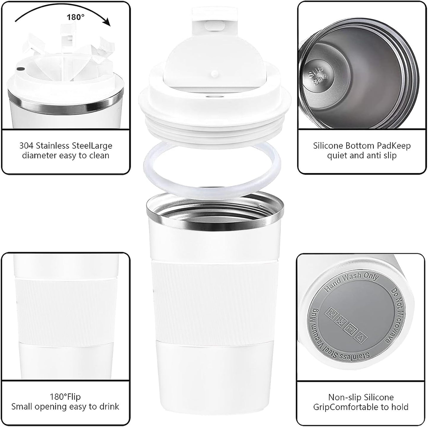 Insulated Travel Coffee Mug, Stainless Steel Coffee Cup with Leakproof Lid | Double-wall insulation keeps drinks hot or cold for hours, with a leakproof lid and portable stainless steel design