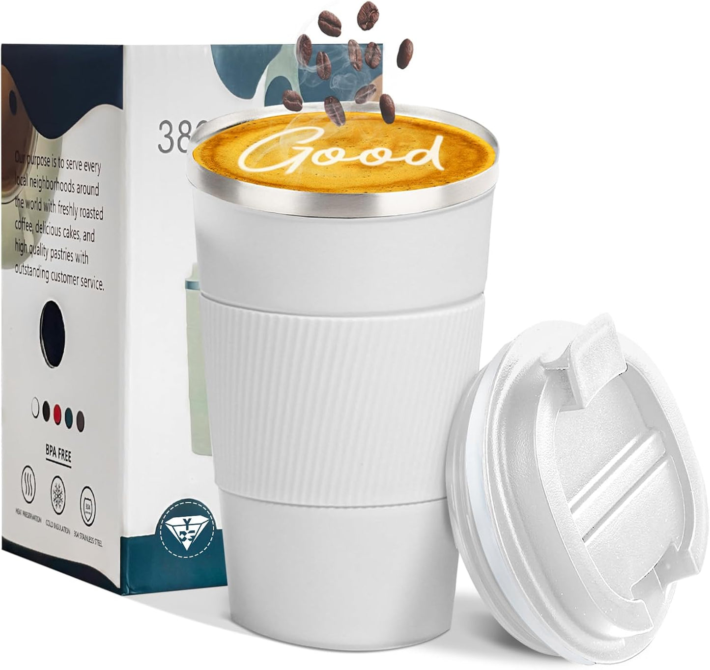 Insulated Travel Coffee Mug, Stainless Steel Coffee Cup with Leakproof Lid | Double-wall insulation keeps drinks hot or cold for hours, with a leakproof lid and portable stainless steel design
