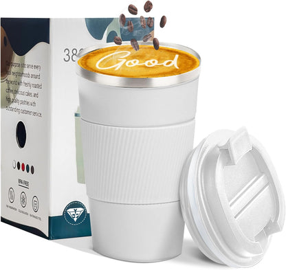 Insulated Travel Coffee Mug, Stainless Steel Coffee Cup with Leakproof Lid | Double-wall insulation keeps drinks hot or cold for hours, with a leakproof lid and portable stainless steel design