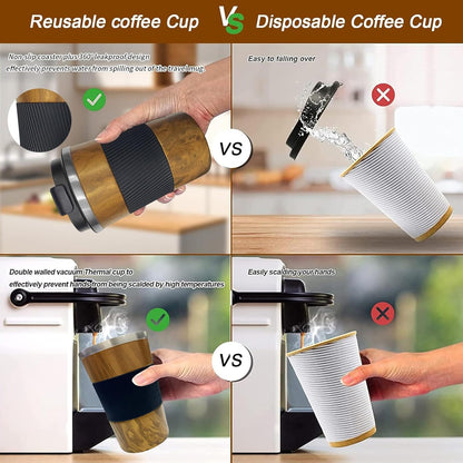 Insulated Travel Coffee Mug, Stainless Steel Coffee Cup with Leakproof Lid | Double-wall insulation keeps drinks hot or cold for hours, with a leakproof lid and portable stainless steel design