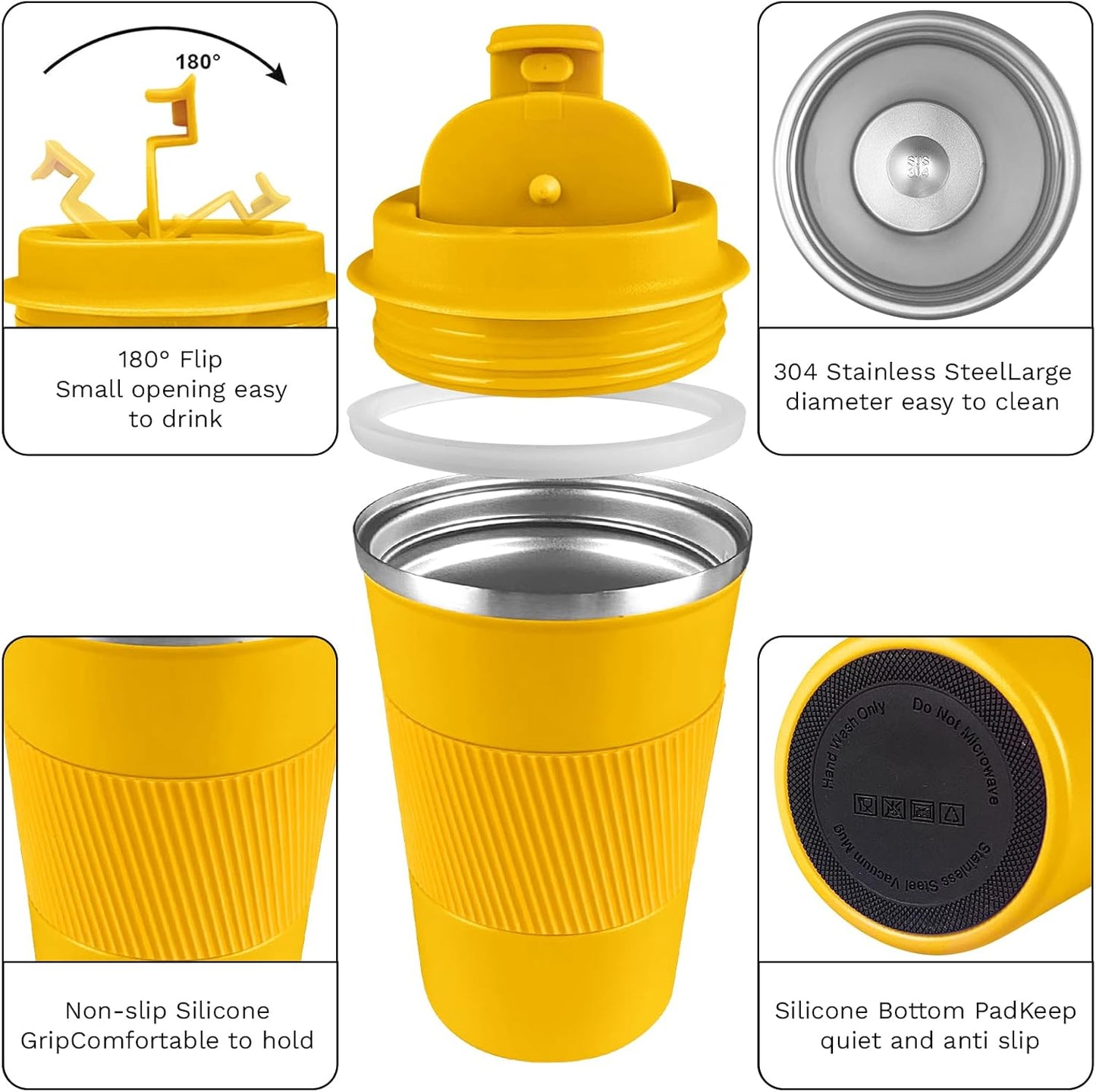 Insulated Travel Coffee Mug, Stainless Steel Coffee Cup with Leakproof Lid | Double-wall insulation keeps drinks hot or cold for hours, with a leakproof lid and portable stainless steel design