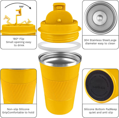 Insulated Travel Coffee Mug, Stainless Steel Coffee Cup with Leakproof Lid | Double-wall insulation keeps drinks hot or cold for hours, with a leakproof lid and portable stainless steel design