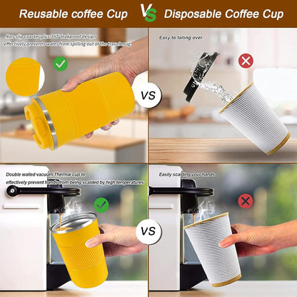 Insulated Travel Coffee Mug, Stainless Steel Coffee Cup with Leakproof Lid | Double-wall insulation keeps drinks hot or cold for hours, with a leakproof lid and portable stainless steel design