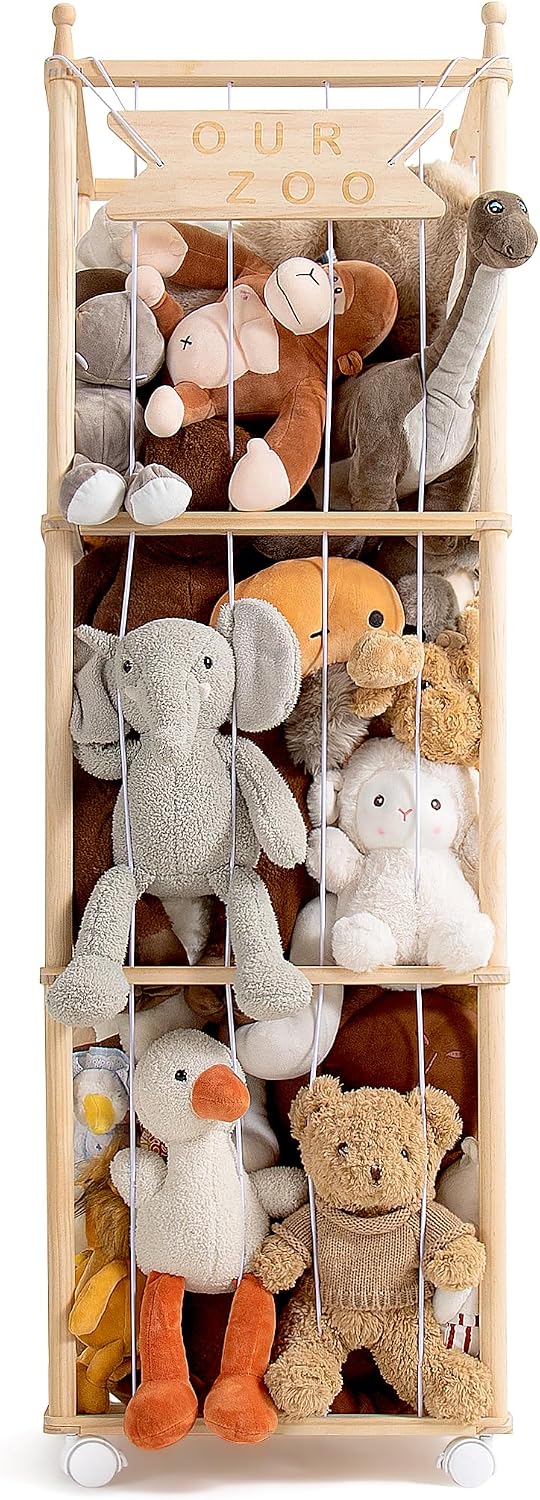 Stuffed Animal Storage,54in Wood Zoo Cage, Large Plush Toy Organizer